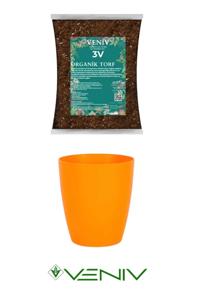 3V Organik Torf 1L + 1.25L Dekoratif Saksı ürün görseli 1