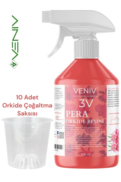 3V Pera 500 mL Orkide Besini + 10 Adet 0.68L Orkide Saksısı Seti ürün görseli 1