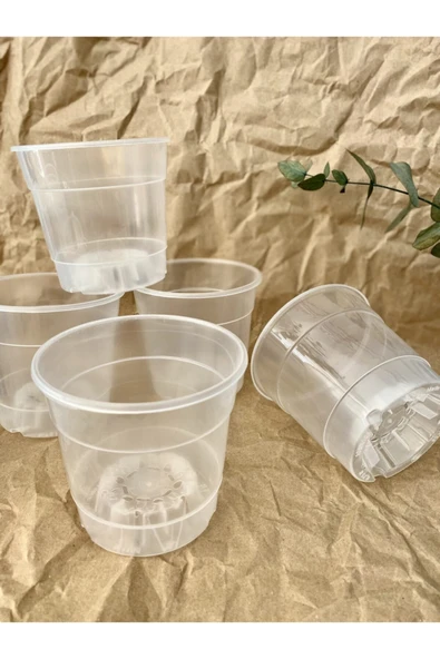 Orkide Üretim Saksısı Şeffaf Orkide Çiçeği Saksı 10 Adet 0,75 Litre Tabaksız Delikli Saksılar ürün görseli 1