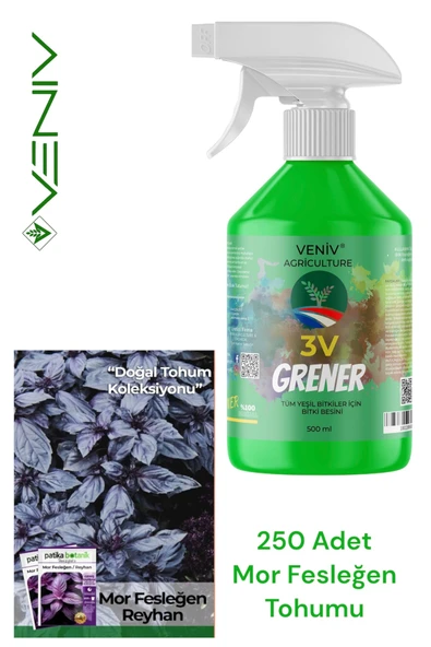 3V Grener 500 ml Bitki Besini + 250 Mor Fesleğen Tohumu | Eşsiz Renk, Yoğun Aroma ürün görseli 1