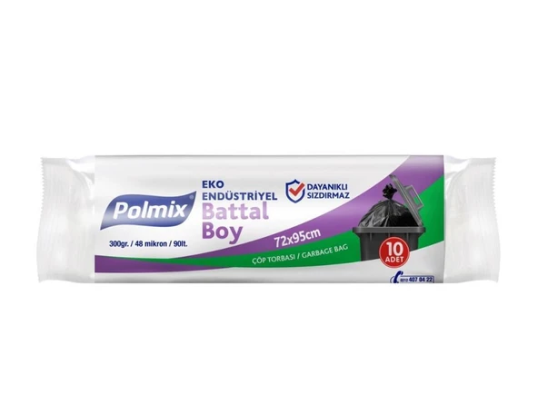 Omnipazar Polmix Eko End Battal Boy Çöp Poşeti 72x95cm 20 Rulo 200 Ad 6Kg Siyah ürün görseli 1