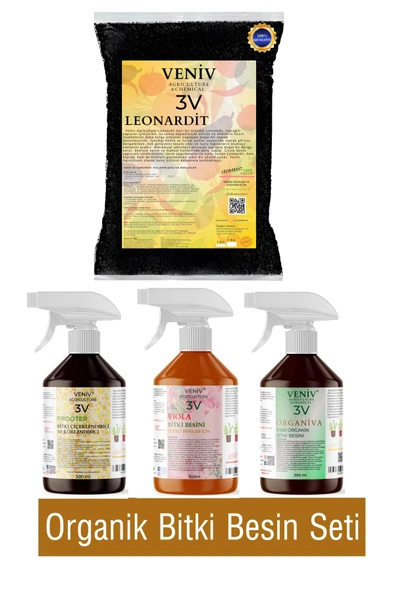 Organik Bitki Besin Seti – Prooter, Viola, Organiva & Leonardit (4’lü Set – 500ml x 3 + 1kg) ürün görseli 1