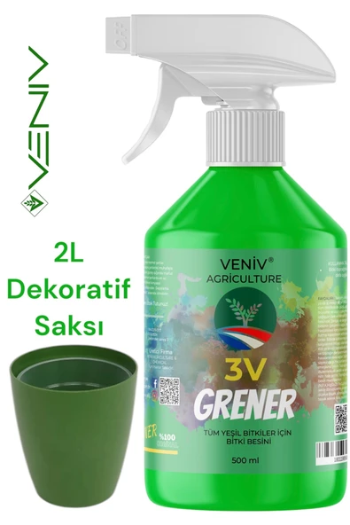3v Grener Bitki Besini 500 Ml + 2l Dekoratif Saksı Seti - Bitki Bakım Seti ürün görseli 1