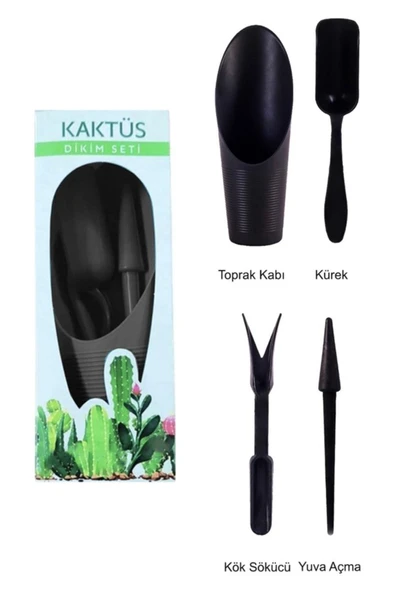 4 Parça Mini Kaktüs Dikim Seti - Kaktüs Dikim Seti Antrasit Renk ürün görseli 1