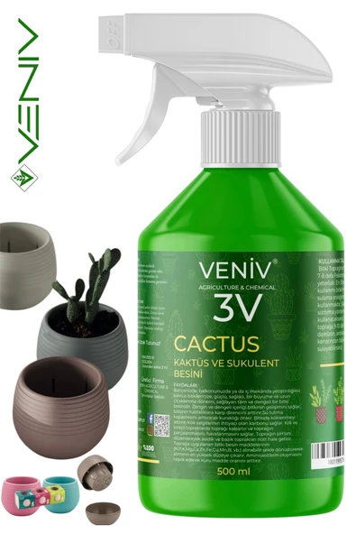 3V Cactus Kaktüs & Sukulent Besini 500 ml + 3 Adet 0.13L Delikli Saksı Seti ürün görseli 1