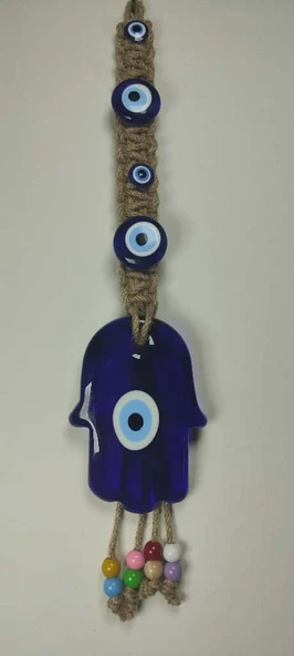 Dekoratif Nazarlık, İpli Nazar Boncuğu makrome örgü 48cm ürün görseli 1