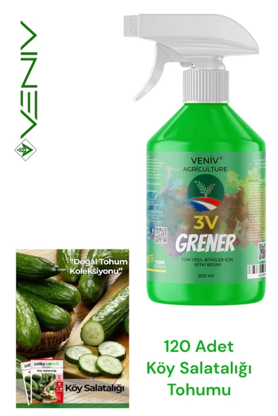 3V Grener 500 ml Bitki Besini + 120 Köy Salatalığı Tohumu | Bol Hasat, Güçlü Kökler ürün görseli 1