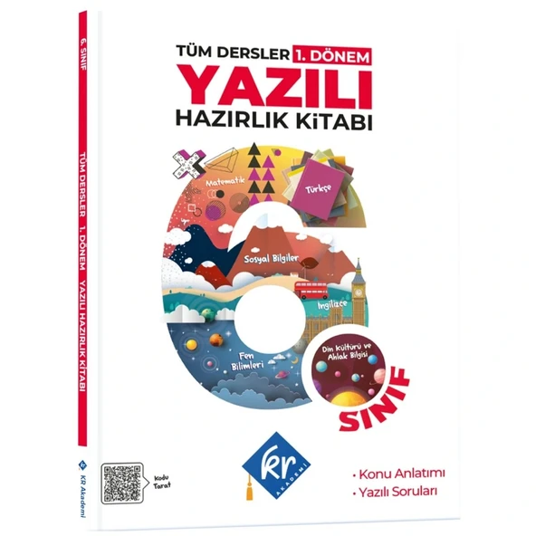 6. Sınıf Tüm Dersler 1. Dönem Yazılı Hazırlık Kitabı KR Akademi Yayınları ürün görseli 1