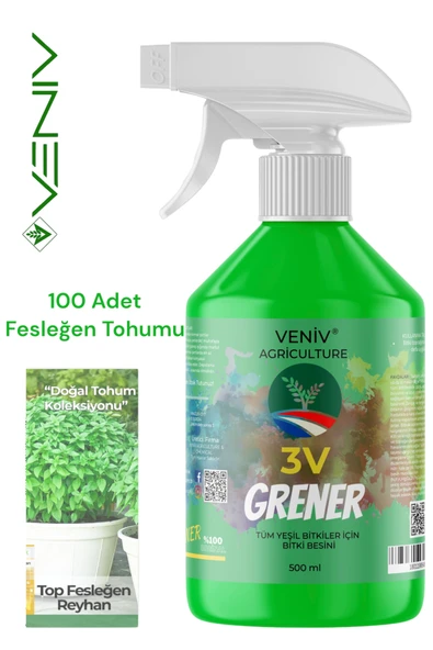 3V Grener 500 ml Bitki Besini + 100 adet Fesleğen Tohumu – Yoğun Aroma & Yeşil Yapraklar ürün görseli 1