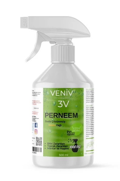 3v Perneem %100 Organik Böcek Kovucu| Beyaz Sinek, Trips, Unlu & Yeşil Bit– Neem Yağı– Tüm Haşereler ürün görseli 1