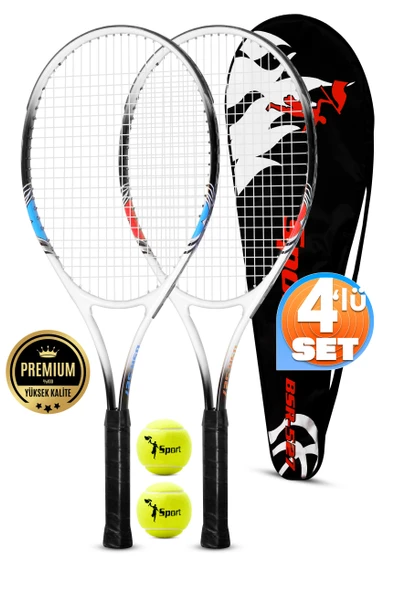 4lü SET Deluxe 27 İnç 2 Tenis Raketi Seti 2 Top Çantalı Yetişkin Tennis Racket L2 Grip M+K 68 cm 527 ürün görseli 1