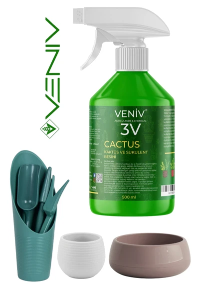 3v Cactus – 4 Parça (1L & 0,13L SAKSI KAKTÜS DİKİM SETİ BİTKİ BESİNİ 500ML) ürün görseli 1