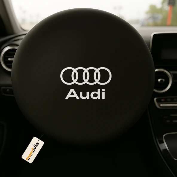 Audi Uyumlu Siyah Direksiyon Koruma Kılıfı  Penye Kumaş Dokuma ürün görseli 1