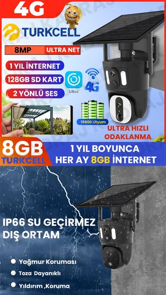 8MP | 15600 MAH. | ULTRA HIZLI ODAKLANMA | 1 YIL INTERNET | 128GB SD KART |  2 YÖNLÜ SES | 2025 YENİ SEZON | YÜKSEK ODAKLANMA VE TAKİP HIZI ürün görseli 1