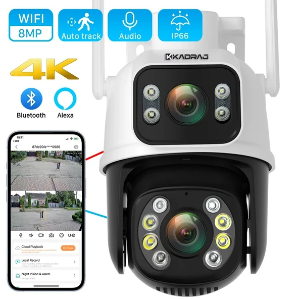 Çift Lens Çift Ekran ile Kadraj 8MP 4K PTZ WIFI Kamera: AI İnsan Algılama Kablosuz Açık CCTV Güvenlik IP Kamerası Uzaktan Kontrol ürün görseli 1