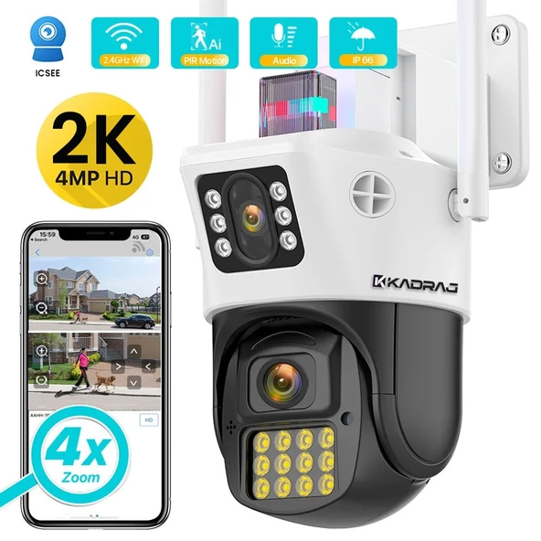 4MP HD WIFI IP Kamera Açık PTZ Çift Lensli AI İle Akıllı İzleme Güvenlik CCTV Kamera ürün görseli 1