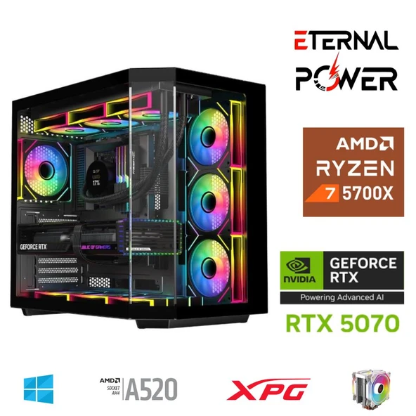 ETERNAL POWER RYZEN 7 5700X 32G DDR4 1TB M.2 RTX5070 A520 A750W ürün görseli 1