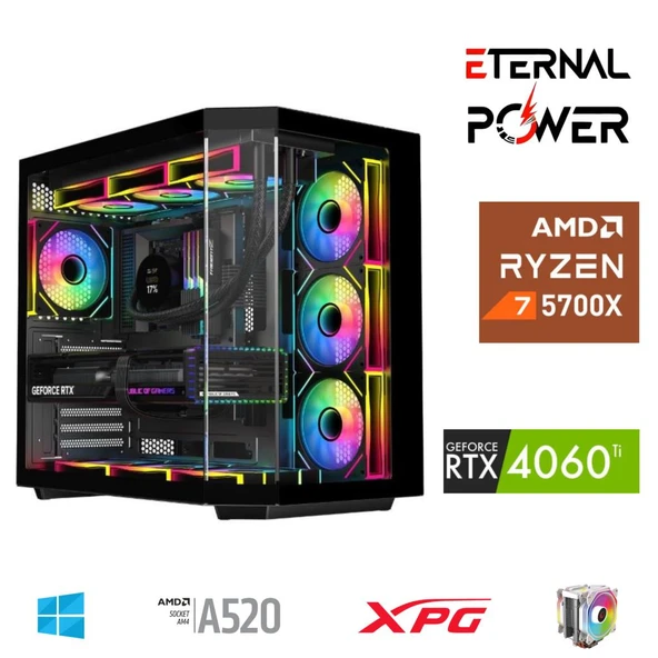 ETERNAL POWER RYZEN 7 5700X 32G DDR4 1TB M.2 RTX4060Ti A520 A650W ürün görseli 1