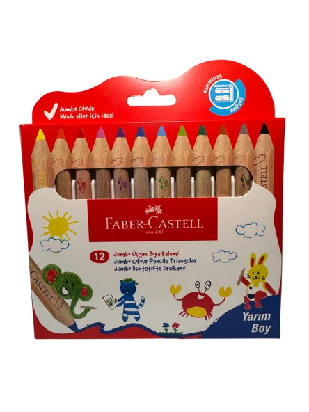 FABER CASTELL NATURAL YARIM BOY JUMBO BOYA KALEMİ ürün görseli 1