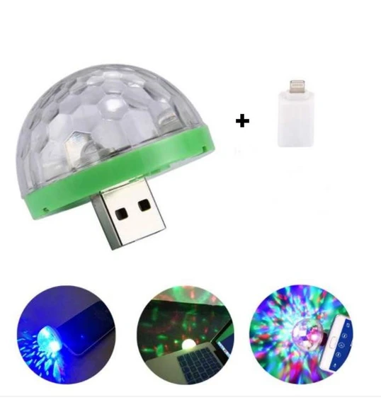 Sese Duyarlı Mini Sihirli Disko Topu 4W LED Usb İphone Mikrofon Uyumlu ürün görseli 1