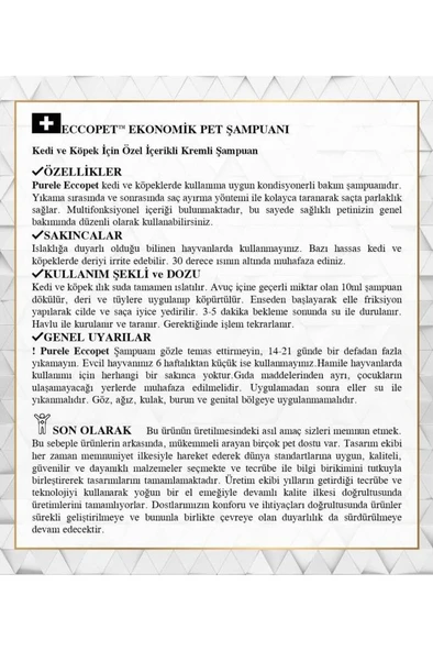 Purele Eccopet Ekonomik Pet Bakım Şampuanı 400 ml - Resim 3