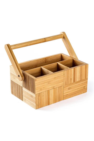 Tantitoni Bambu Tutacaklı Çatal Kaşık Bıçak Kutusu 27x16.5cm ürün görseli 1