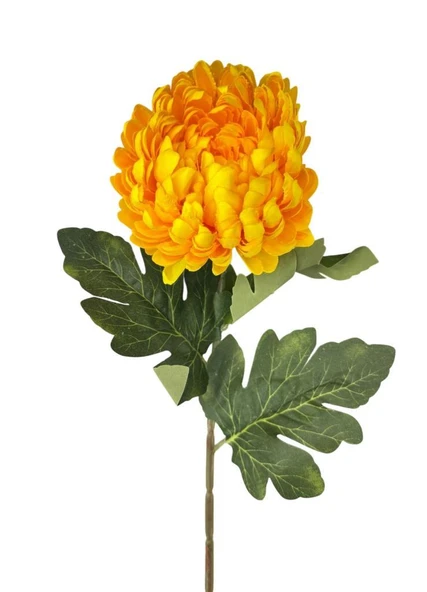 Yapay Çiçek Krizantem Sarı Koyu 90cm Tek Dal Kumaş Çiçek Uzun Dal ürün görseli 1