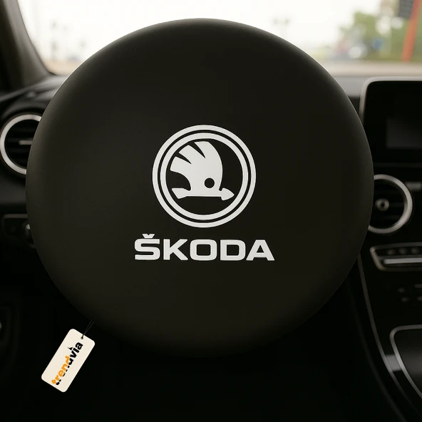 Skoda Uyumlu Siyah Direksiyon Koruma Kılıfı  Penye Kumaş Dokuma ürün görseli 1