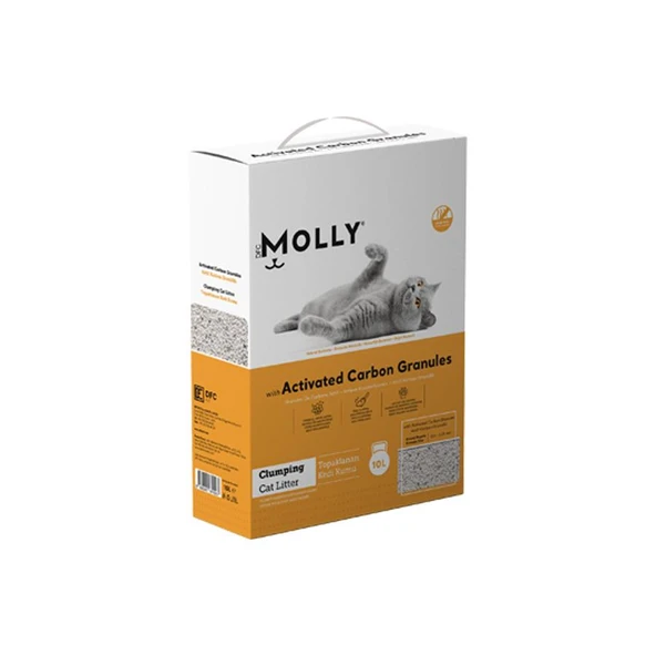 Molly Aktif Karbon Granüllü Topaklanan Bentonit Kedi Kumu 10 Lt ürün görseli 1
