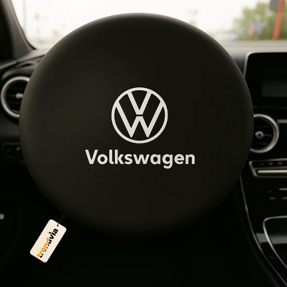 Volkswagen Uyumlu Siyah Direksiyon Koruma Kılıfı  Penye Kumaş Dokuma ürün görseli 1