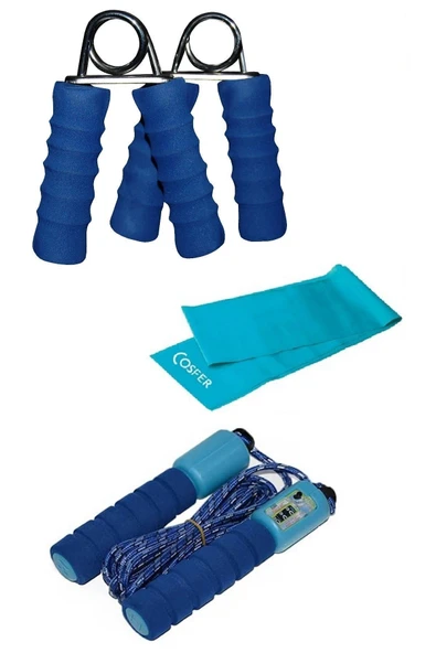 3lü Set Kondisyon Fitnes Spor Atlama Ipi Pilates Egzersiz Direnç Bandı El Parmak Güçlendirme El Yayı ürün görseli 1