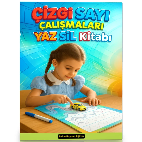 Çizgi Sayı Çalışmaları YAZ SİL Kitabı  Oyuncak ARABA İlaveli ürün görseli 1