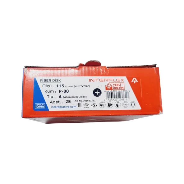 Fiber Disk Zımpara INTERFLEX V115 80 Kum| 25 ADET ürün görseli 1