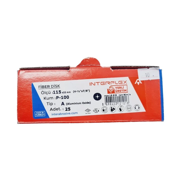 Fiber Disk Zımpara INTERFLEX V115 100 Kum | 25 ADET ürün görseli 1