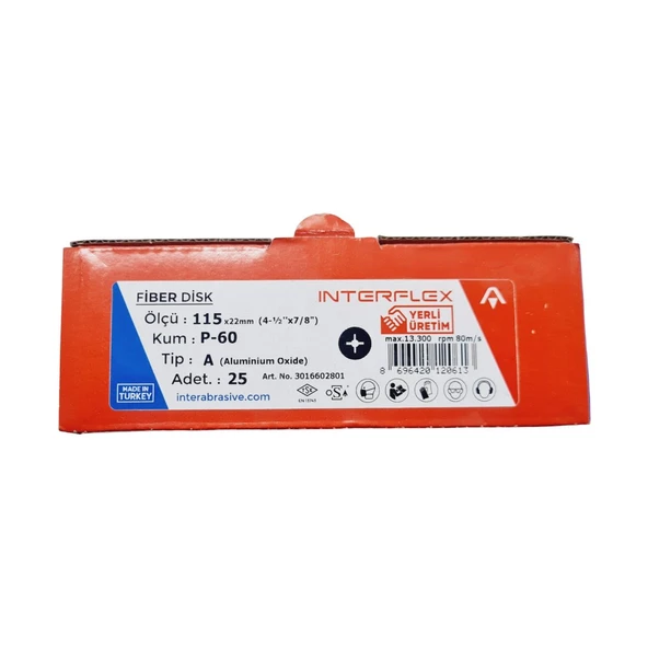 Fiber Disk Zımpara INTERFLEX V115 60 Kum | 25 ADET ürün görseli 1