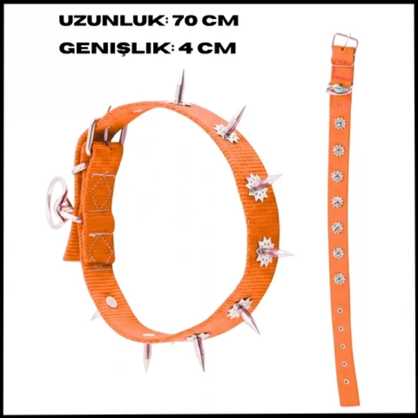 Uyguna-Yakala Turuncu 4*70 cm Dokuma Çivili Köpek Boyun Tasması-SMA.561 ürün görseli 1