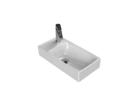 Turkuaz Sharp Etajer Uyumlu Lavabo 50*25 cm (Soldan Batarya Delikli) ürün görseli 1