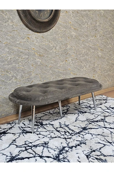 Ufo Oturak Bench - Krom Kaplama Sivriltme Ayak - Oturak - Bench - Puf - Yatak Ucu Pufu Kahverengi Renk 100 x 50 Boyut/Ebat ürün görseli 1