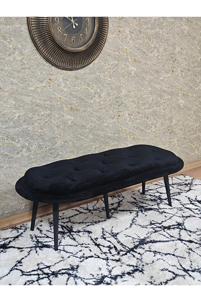Ufo Oturak Bench - Siyah Boyalı Sivriltme Ayak - Oturak - Bench - Puf - Yatak Ucu Pufu Siyah Renk 100 x 50 Boyut/Ebat ürün görseli 1