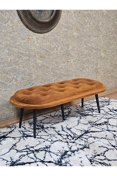 Ufo Oturak Bench - Siyah Boyalı Sivriltme Ayak - Oturak - Bench - Puf - Yatak Ucu Pufu Turuncu Renk 100 x 50 Boyut/Ebat ürün görseli 1