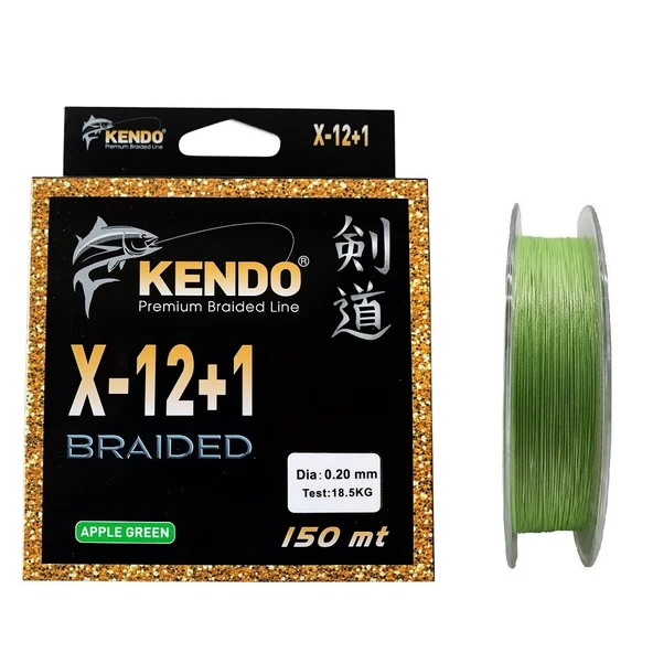 Kendo X-12+1 Braided 150mt 0.20mm Apple Green Örgü İp Misina ürün görseli 1