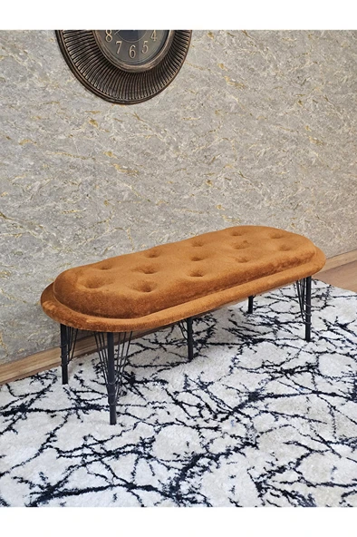 Ufo Oturak Bench - Siyah Boyalı Telli Ayak - Oturak - Bench - Puf - Yatak Ucu Pufu Turuncu Renk 100 x 50 Boyut/Ebat ürün görseli 1