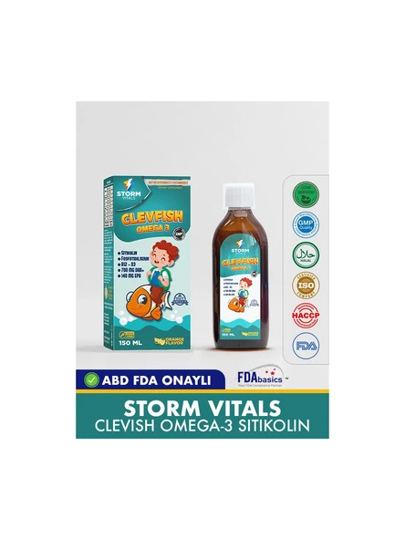 Storm Vitals Clevfish Omega 3 Sitikolin 150ml Sıvı ürün görseli 1