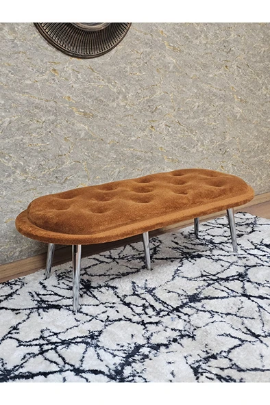 Ufo Oturak Bench - Krom Kaplama Sivriltme Ayak - Oturak - Bench - Puf - Yatak Ucu Pufu Turuncu Renk 100 x 50 Boyut/Ebat ürün görseli 1