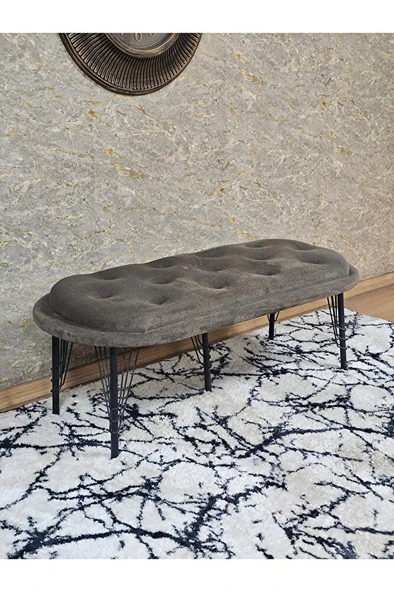 Ufo Oturak Bench - Siyah Boyalı Telli Ayak - Oturak - Bench - Puf - Yatak Ucu Pufu Kahverengi Renk 100 x 50 Boyut/Ebat ürün görseli 1