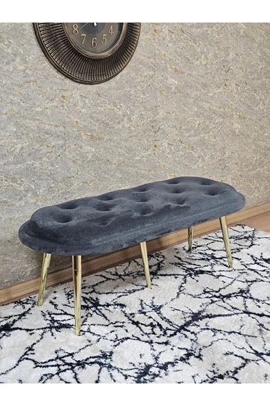 Ufo Oturak Bench - Gold Kaplama Sivriltme Ayak - Oturak - Bench - Puf - Yatak Ucu Pufu Füme Renk 100 x 50 Boyut/Ebat ürün görseli 1