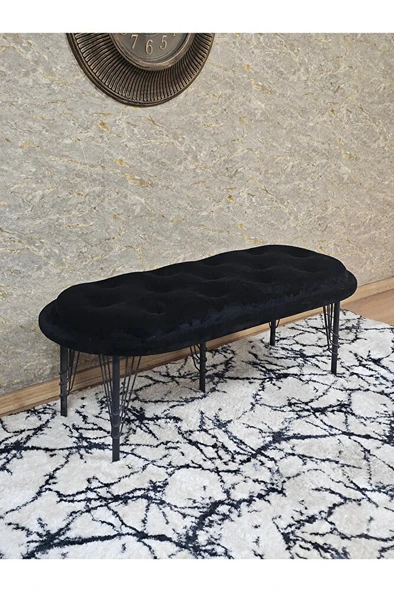 Ufo Oturak Bench - Siyah Boyalı Telli Ayak - Oturak - Bench - Puf - Yatak Ucu Pufu Siyah Renk 100 x 50 Boyut/Ebat ürün görseli 1
