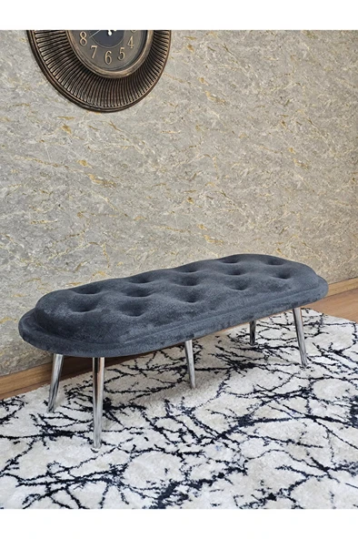 Ufo Oturak Bench - Krom Kaplama Sivriltme Ayak - Oturak - Bench - Puf - Yatak Ucu Pufu Füme Renk 100 x 50 Boyut/Ebat ürün görseli 1