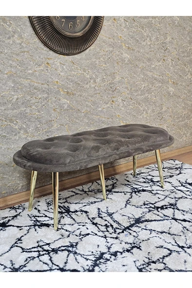 Ufo Oturak Bench - Gold Kaplama Sivriltme Ayak - Oturak - Bench - Puf - Yatak Ucu Pufu Kahverengi Renk 100 x 50 Boyut/Ebat ürün görseli 1