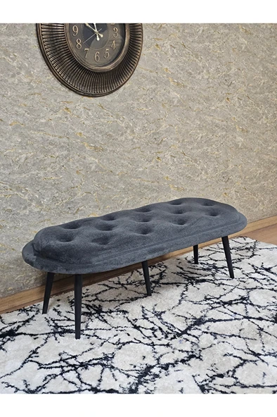 Ufo Oturak Bench - Siyah Boyalı Sivriltme Ayak - Oturak - Bench - Puf - Yatak Ucu Pufu Füme Renk 100 x 50 Boyut/Ebat ürün görseli 1